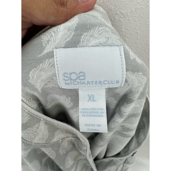 Spa by Charter Club Feather Print Pajama Set 100% Cotton Women’s XL - Picture 6 of 9